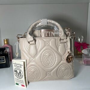 Valentino Orlandi Cream Quilted Vegan Leather Satchel